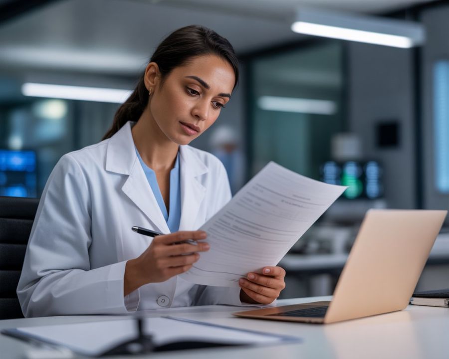 medical provider reviewing peptide coas