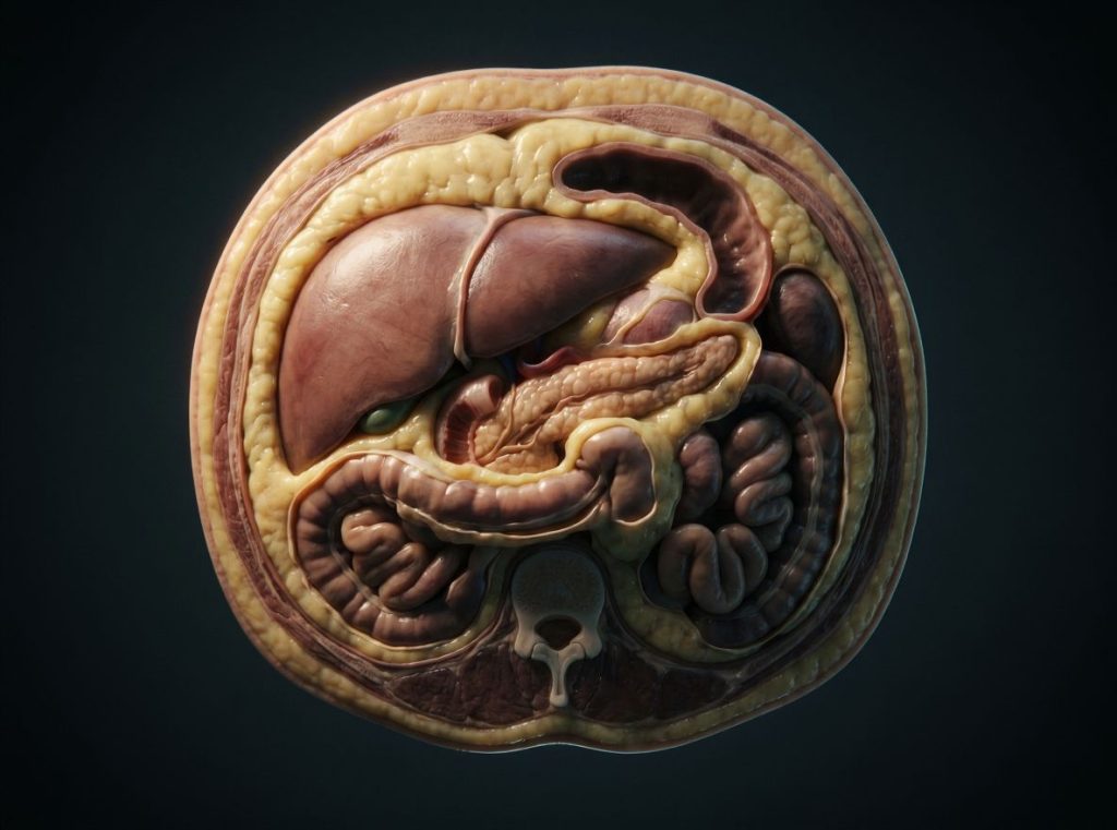 visceral fat around organs - cross section