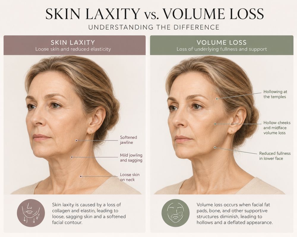 skin laxity vs face volume loss
